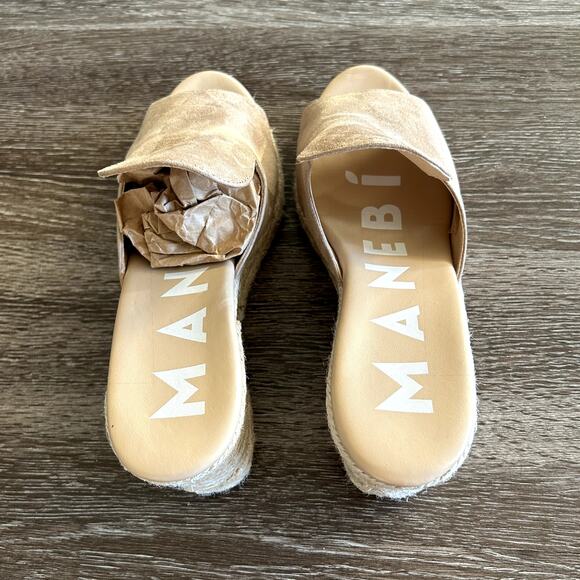 EUC Manebí Hamptons Sabot Wedge Sandals Dove Gray Suede Size 38 / US 7.5 Leather - Picture 4 of 14